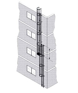 Наружная пожарная лестница Zarges Z600 нержавеющая сталь, 10,7м 58807 - фото 100845