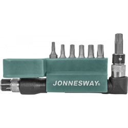 Набор бит-звездочек Jonnesway Torx 1/4" T10-T40 + Г-образный битодержатель, 8 предметов S08H2S8S - фото 113073