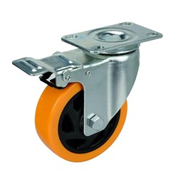Поворотное большегрузное колесо Medium 125 мм, с тормозом - фото 279496
