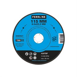 Круг для шлифования по металлу FoxWeld FerrLine Energy 115x6x22,2 мм A30TBF - фото 315482
