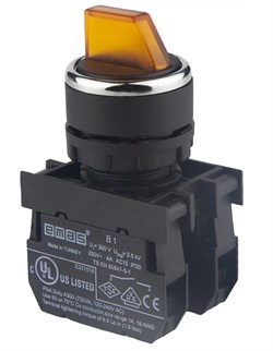 Переключатель EMAS 2-0-1 с фиксацией, желтый, 2НО B101SL30S - фото 323067