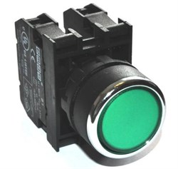 Нажимная кнопка EMAS круглая зеленая (1НО+1НЗ) B102DY - фото 323134