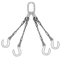 Строп канатный TOR 4СК г/п 2,0 т 3,0 м с крюками с широким зевом, шт
