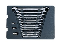 Комплект комбинированных ключей с трещоткой в лотке KING TONY 9-10215MR