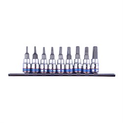Набор торцевых насадок 1/4", Torx, Т8-Т40 мм, L = 37 мм, с отверстием, 9 предметов KING TONY 2119PR Tony - фото 678199