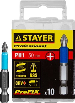 Торсионные биты Stayer Stayer "Professional-Profix" PH1 50мм 10шт 26203-1-50-10_z01 - фото 86199