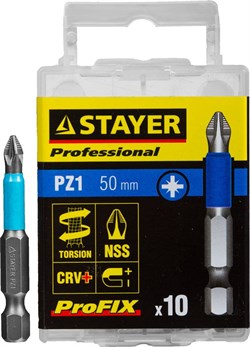 Торсионные биты Stayer "Professional-Profix" PZ1 50мм 10шт 26223-1-50-10_z01 - фото 86220