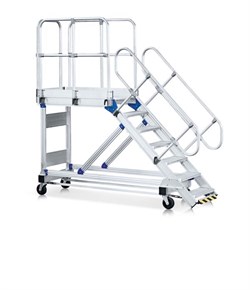 Алюминиевый трап с платформой Zarges Z600 передвижной 800мм 11 ступеней 60° 40259637 - фото 99455