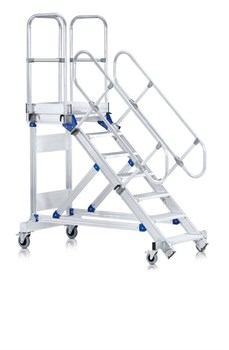 Алюминиевый трап с платформой Zarges Z600 передвижной 1000мм 17 ступеней 45° 40259816 - фото 99571