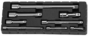 Набор удлинителей для торцевых головок Jonnesway, 1/4"DR, 3/8"DR, 1/2"DR , 50-250 мм, 8 предметов S28H08S