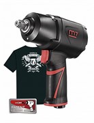 Пневматический ударный гайковерт MIGHTY SEVEN 1/2", 1627 Нм NC-4255QH01, система «EZ Grease», в комплекте футболка