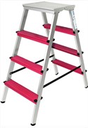 Двухсторонняя алюминиевая стремянка Sarayli Color 2x4 ступени 3304