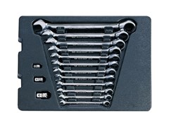 Комплект комбинированных ключей с трещоткой в лотке KING TONY 9-10215MR