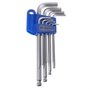 Набор Г-образных шестигранников 1/16"-3/8", дюймовые, длинные, с шаровым окончанием, 9 предметов KING TONY 20129SR Tony