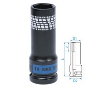 Головка торцевая ударная глубокая 1/2", 19 мм, тонкостенная KING TONY 441519M TONY