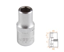 Головка торцевая стандартная шестигранная 1/4", 6 мм AFFIX AF00020006 AF00020006