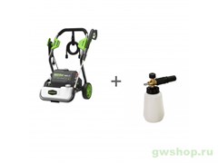 Мойка высокого давления электрическая GREENWORKS GPWG8II 160 бар + пеногенератор для моек в подарок Greenworks 5106807, 5201907 Мойка высокого давления электрическая GREENWORKS GPWG8II 160 бар + пеногенератор для моек в подарок Greenworks 5106807, 5201907