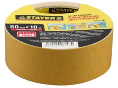 Двусторонняя лента Stayer Profi на тканевой основе, 50мм, 10м 1217-10